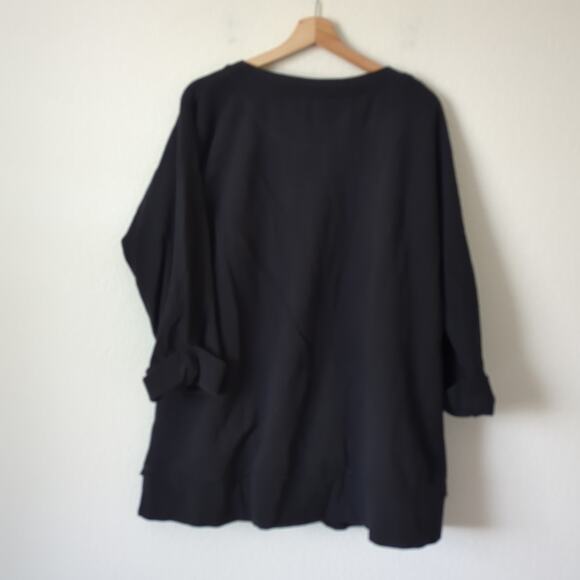 Soft Surroundings Sweater Black Peruvian Style Ruffle Pockets Womens Top 1X - Picture 2 of 6